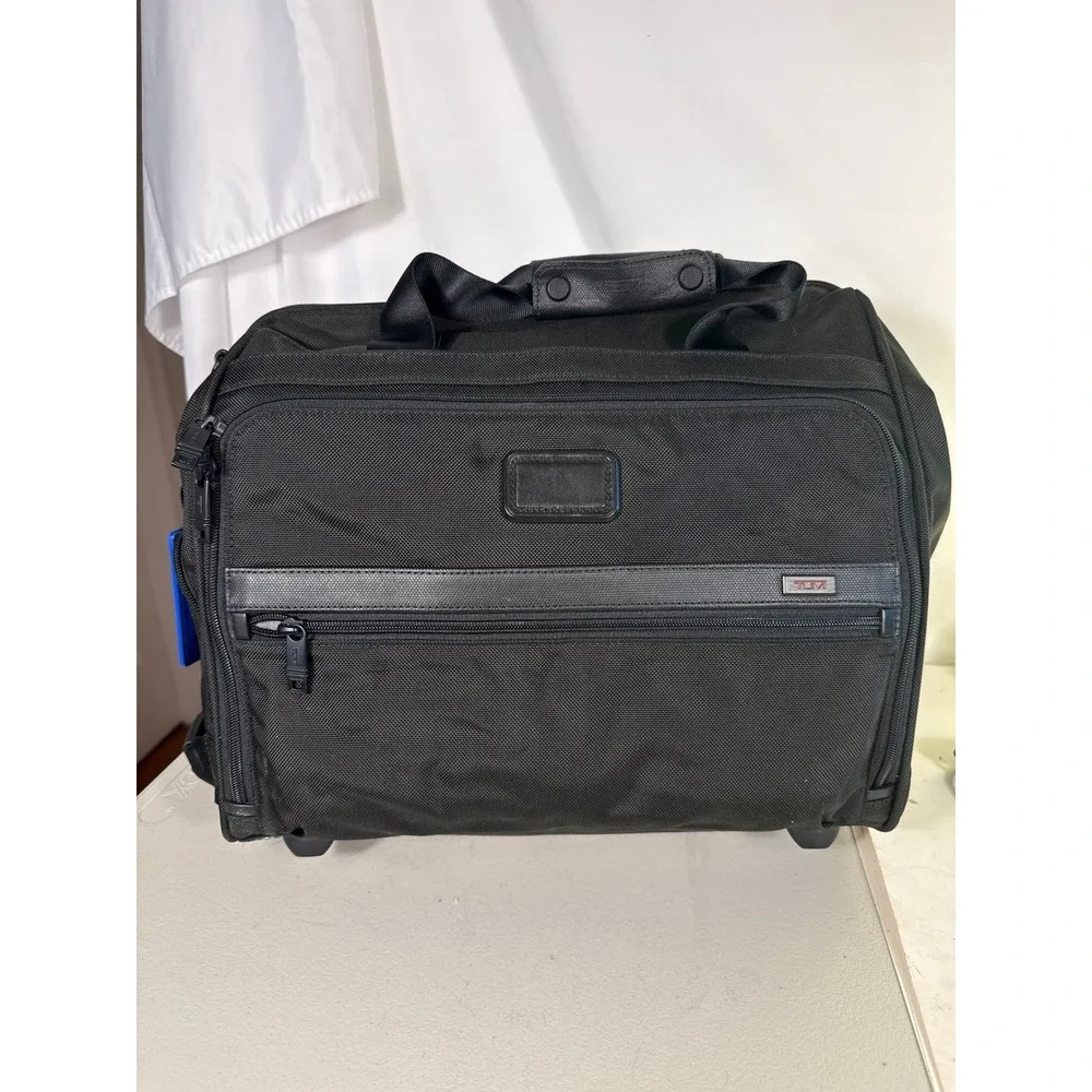 Tumi Alpha Ballistic Nylon Wheeled Compact Briefcase Rolling Travel Bag Black